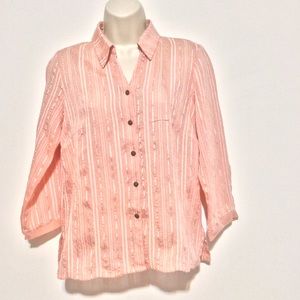 J.H. Collectibles blouse shirt S pink pinstriped
